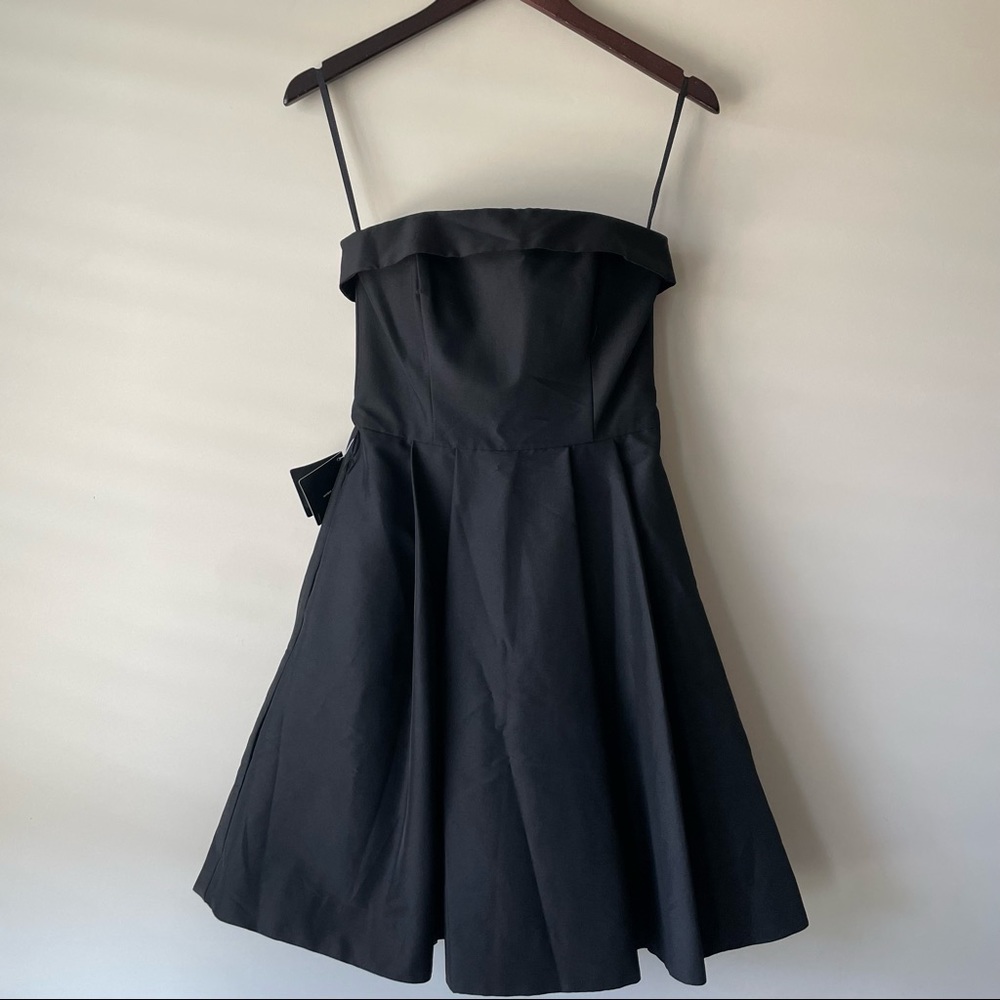 White House Black Market Strapless Black Taffeta Fit & Flare Dress